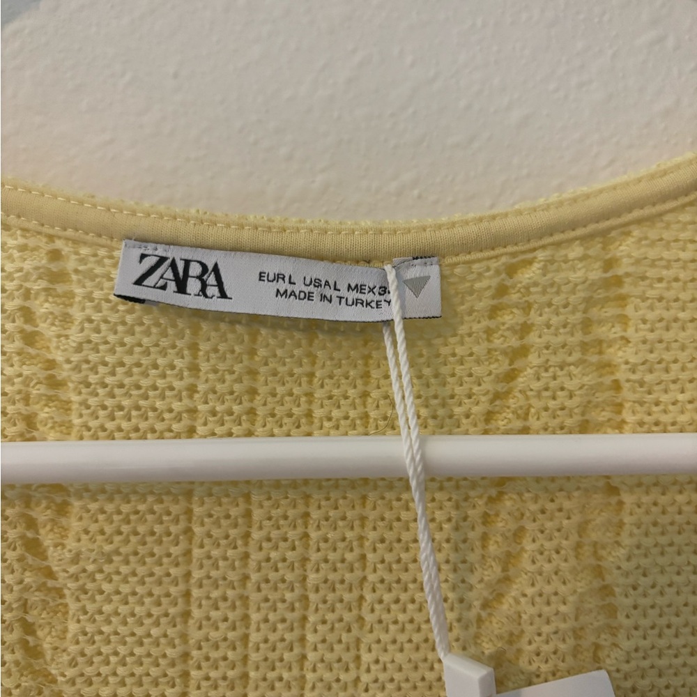 Zara Light Yellow Ruffle Knit Tank Top - Picture 4 of 4